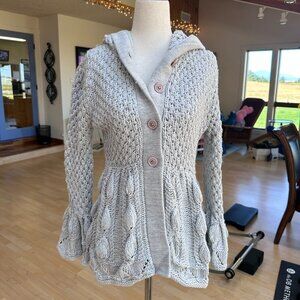 Rebecca Taylor hooded ruffled cardigan size S